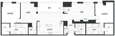 Penthouse 2803. A 2 bedroom, 2.5 bath penthouse floor plan at The Quincy in Downtown Denver.